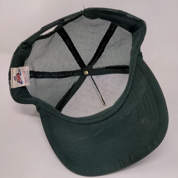 Dixie Chopper Snapback Mesh Back Trucker Hat Green Distressed Graphic Logo - Picture 6 of 9